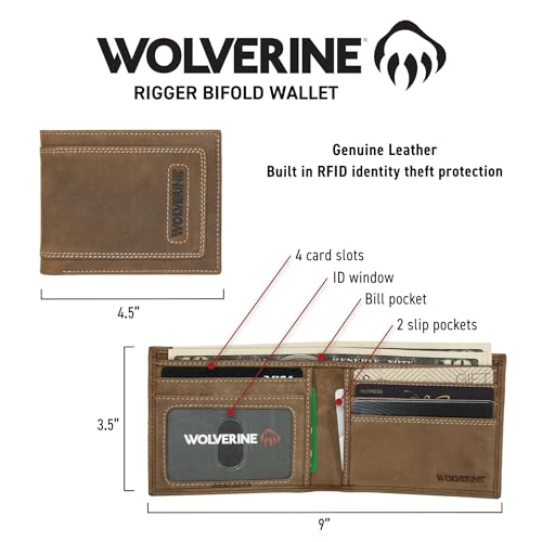 Wolverine Rigger portefeuille à 2 volets marron taille unique petit format bifold - 4