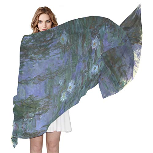 Fashion Scarf for Women Water Lilies By Claude Monet Oil Paintings Flowers Evening Shawl Wrap Scarf for Wedding Party Dress2