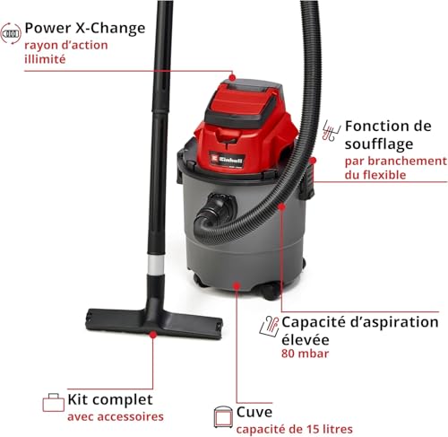 Einhell Aspirateur eaux et poussières sans fil TC VC 1815 Li Solo PXC 18V 15 Livré sans Batterie ni Chargeur - vue 4