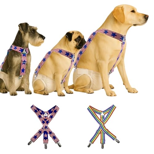 Lamiaraga 2pcs Non-Slip Dog Diaper Suspenders with Clips | Stretchy Adjustable Suspenders for Female and Male Disposable and Washable Diapers | Fits Small Medium and Large Size Pets