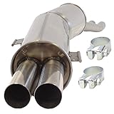 Edelstahl Endschalldämpfer SUPERSPORT Edelstahl Endschalldämpfer passend für BMW 5er II Limo, Touring, Typ(en) E34, 530i, 535i (Otto 138, 155, 160KW), Bj. 01/88-12/95, Heckantrieb, Endrohr(e) 2X 70mm