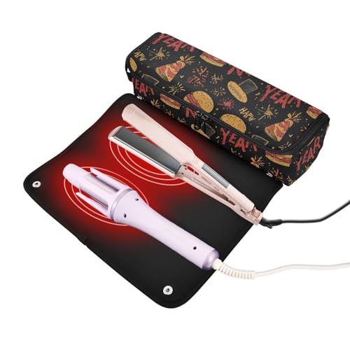 Bolsa de viaje resistente al calor para herramientas de cabello Nueva Year Burger Black Hot Hair Tools miniatura 2