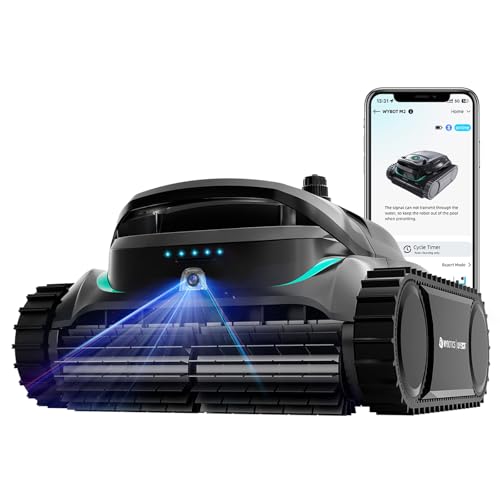 WYBOT M2 AI Camera Robotic Pool Vacuum Cleaner, 8 Modes & 7 Paths, Dual Filtration, App Control, 120W Brushless Motor, 10,000mAh Battery, 300mins Runtime, Covers 4,305 Sq.Ft, Black&Green by WYBOT - Used condition - US$816.40