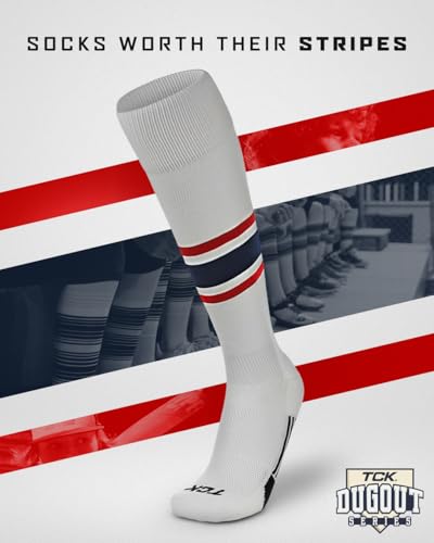 Image of Baseball & Softball Socks | USA Made Dugout Series Striped | Over the Calf | Sizing for Youth Boys, Girls, Men, & Women's