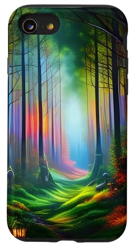Dreamy Rainbow Color Forest Trail - �f�W�^��AI�A�[�g �X�}�z�P�[�X iPhone SE (2020) / 7 / 8 �p