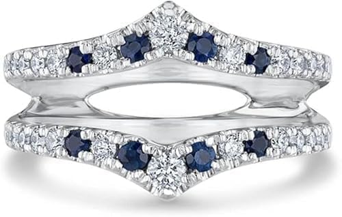 Shankar Jewels 2Ct Round Cut Lab Created Diamond Prong Set Woman's Enhancer Guard Wedding Ring, 14K White Gold Plated 925 Sterling Silver