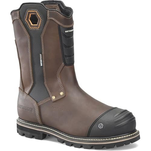 Matterhorn I-Beam 10" Met Guard Carbon Composite Toe Waterproof Work Boot for Men - Durable and Protective Footwear, Dark Brown - 9.5W