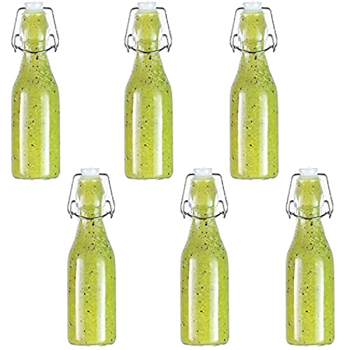 Image of Clip Top Preserve Bottles - 6 Pack of 250ml Clear Glass Bottles with Airtight Stoppers, Swing Top Bottles for Beer Brewing, Wine, Condiments, Beverages, Oil, Vinegar (Pack of 6)
