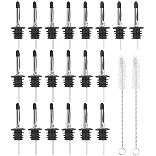 20 piezas de botellas de licor, boquilla de botella de acero inoxidable y vertedores de licor, tapas de polvo para verter líquido, aceite de oliva, vino, vinagre Cover