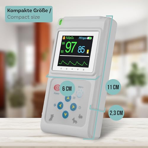 Pulox Pulsoximeter PO-600VET - Veterinär Oximeter zur Messung von SpO2 und Puls bei Tieren - für Tierarzt, Tierklinik und Heimgebrauch