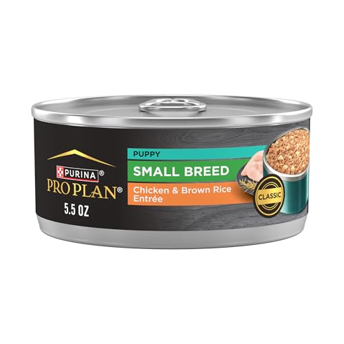 Image of Purina Pro Plan Puppy Small Breed Chicken and Brown Rice Entree Wet Dog Food for Small Dogs - (Pack of 24) 5.5 oz. Cans
