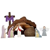 Ngbbby Leeres Grab aus Holz, Osterdekoration, Krippenset, Jesus, Heimbüro, Tischdekoration