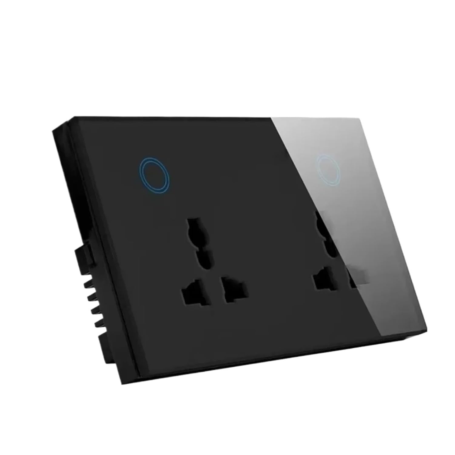 Smart Dual Outlet Wall Socket Universal Electrical Plug Power Touch Switch Home Office(2Outlet Black)