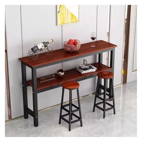 Juego de muebles de cocina marrón con altura de barra con mesa de comedor compacta de 2 niveles, mesa de desayuno para cocina, comedor, sala de estar y estudio, 100 x 30 x 100 cm