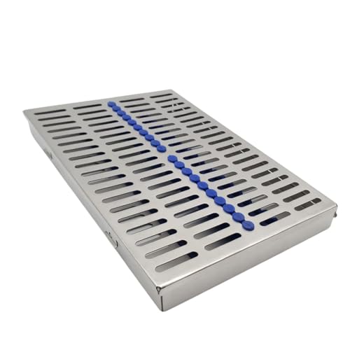 AHINT CO USA German Stainless Dental Autoclave Sterilization Cassette Box Tray for 20 Instruments Green