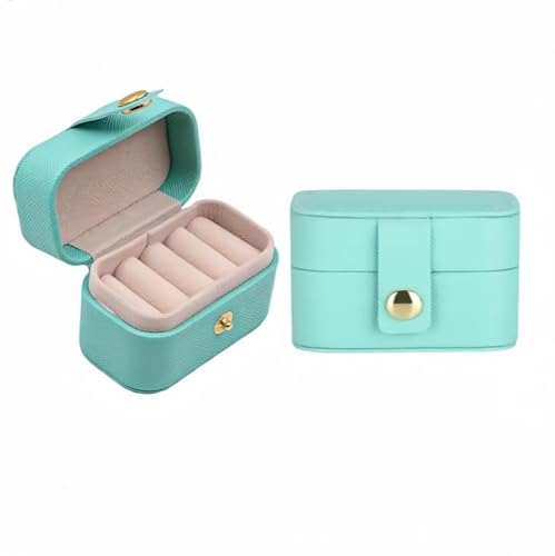 Ring Storage Box with 4 Ring Grooves, 2 Pack Travel Jewellery Case Box Ring Storage Box with 4 Ring Grooves for Women, Small Travel Jewelry Box For Ring Stud Earring, Blue