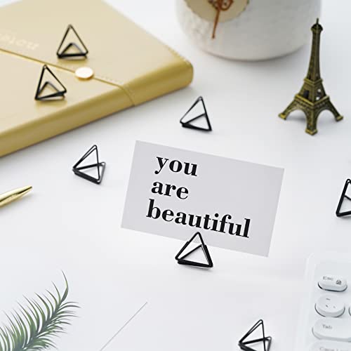 Image of Epakh 200 Pcs Place Card Holder for Table Card Holders for Wedding Triangle Shape Table Number Picture Clips Stand for Centerpiece Anniversary Party (Black)