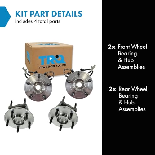 Image of TRQ Front and Rear Wheel Bearing and Hub Assembly Set 4 Piece Compatible with 2005-2010 Jeep Grand Cherokee 2006-2010 Commander