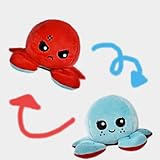 Reversible Crab Plushie Both Red and Blue All in One! Has a Happy Side and an Angry Side Very Cute, Soft, and Fun! Makes a Great Gift, Helps Express Emotions Without a Sound.