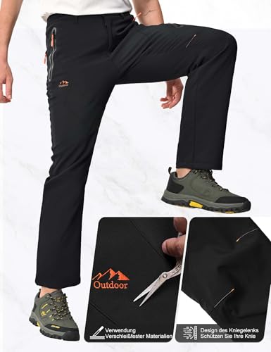 HFDWYJ Thermohose Herren Winter Softshellhose Fleece Gefütterte Outdoor Hose wasserdichte Skihose Wetterfeste Winterhose