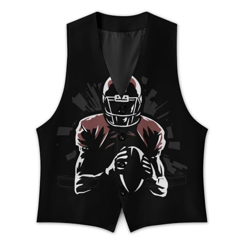 American Football Player Men's Suit Vest Slim Fit V-Ncek Waistcoat Business Casual Vest3