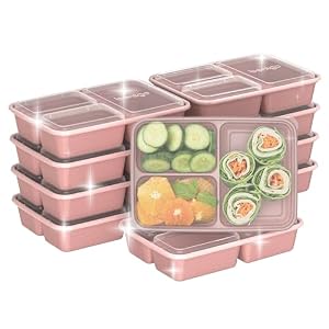 Bentgo Prep – 20-Piece 3-Compartment Reusable Meal Prep Containers with Lids, PFAS & BPA Free Materials, Durable, Microwave, Freezer, & Dishwasher Safe To Go Food Storage (Rosette Glitter)