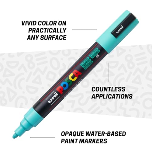 Image of POSCA Canvas Paint by Number Kit, Harbor Hues - 8 Acrylic Markers with 2 Pre-Drawn Canvases - Gift Set for Artists, Adults and Kids