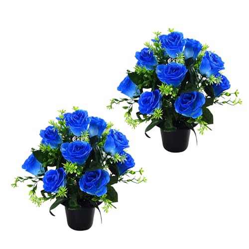 Wdbild 2 ramos de flores de seda realistas para decoración de cementerio y Navidad, decoración del hogar, flores artificiales de cementerio