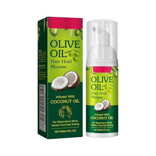 Olive Oil Hold & Shine Mousse Capillaire, Curl Defining Cream, de l'huile d'olive pour des Cheveux Sains, Hydratés et Brillants, Longue Durée Sans Alourdissement, Convient à Tous les Types de Cheveux
