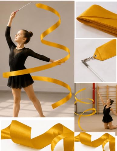 Image of BookMyCostume Gymnastic & Rhythmic Dance Ribbon Wand Collection - 2-Meter Ribbon Sticks - Ideal for School Sports Day & Gymnastic Training - Fancy Dress Costume Accessories for Kids, Teens & Adults