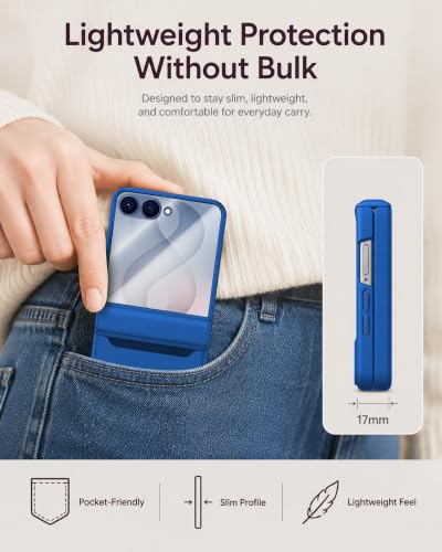 Image of STORMTAL for Samsung Galaxy Z Flip 8 Case, Hinge Protection, Built-in Screen Protector, Wireless Charging, Shockproof, Slim Rugged Phone Protective Case for Galaxy Z Flip 8 Blue