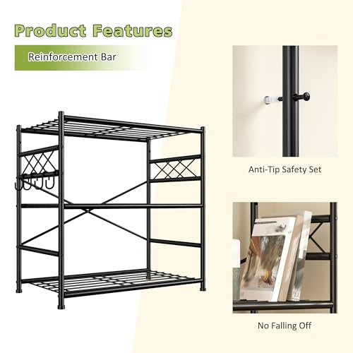 Image of Durayloly 3Tier Storage Shelves Metal Shelving Unit Organizer,Adjustable Wire Shelving Rack Pantry Kitchen with Hooks,Shelves for Laundry,Office and Bathroom closet shelves 23.6 inch W x 13.8 inch D x 30.9 inch H