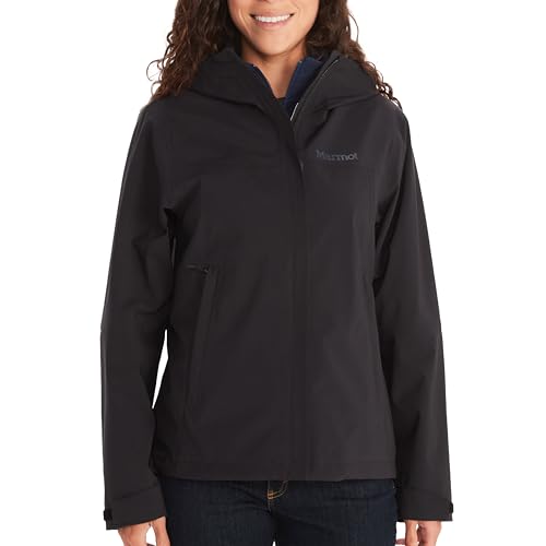 Marmot Mujer PreCip Eco Pro Jacket Chaqueta impermeable, chubasquero ligero con capucha, cortavientos, cortavientos transpirable, Óptimo para correr y hacer senderismo, Black, XL