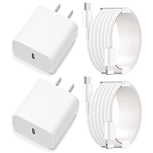 [2 Pack] 20W iPhone Fast Charger, MFi USB C Wall Charger Block with 5FT Lightning Cable Compatible with iPhone 14Pro/13 Pro/12/12 Pro Max/11 Pro Max/XS Max