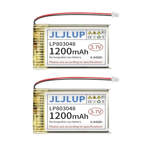 JLJLUP 2Pcs 3.7V Lipo Battery 1200mAh Rechargeable Lithium