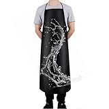Calkkrer wasserdichte PU Lederschürze Herren, Schwerlast Schürze Für Kochen, Friseur, Gartenarbeit, Autopflege, Tierpflege, Küchenschürze Schwarz 108 cm