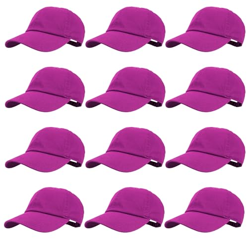 Image of Gelante Baseball Caps Hats 100% Cotton Plain Blank Adjustable Size Wholesale Bulk of 12 Pack