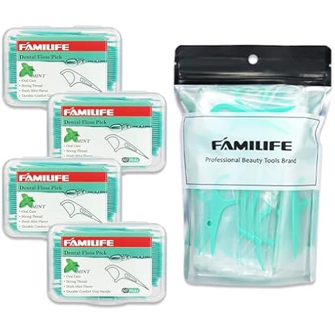 FAMILIFE Floss Picks, 240 Count Tooth Picks Flossers with 4 Travel Handy Cases and 100PCS Mint Dental Floss Picks with Portable Individual Packaging, Floss Sticks for Family Cover