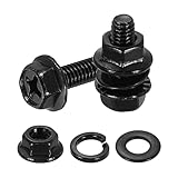 uxcell M4 x 12mm Phillips Flanged Hex Head Bolts, 20Pcs 304 Stainless Steel Flange Hexagon Screws with Nuts, Flat & Lock Washers, Fully Threaded, for Machinery Industry Home, Black