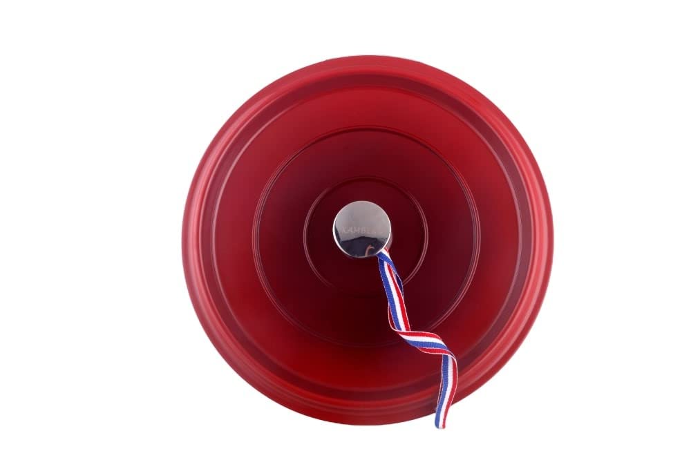KAMBERG - 0008186 - Cocotte Ø 16 cm Ronde Rouge Flammée - Fonte d'aluminium - Revêtement pierre - Tous feux dont induction - Sans PFOA
