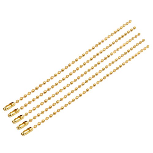 Aexit 5pcs 2.4mm Lighting fixtures and controls Dia Copper Beaded Connector Ball Key Chain Gold Tone 15cm Length