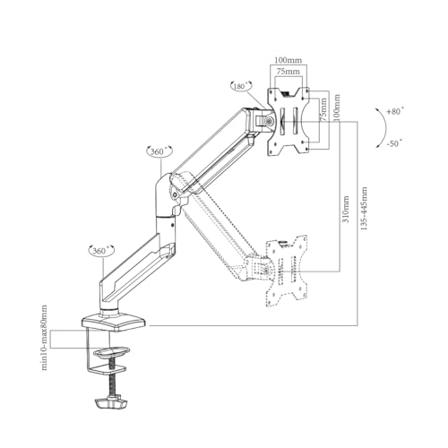 Image of Intellidesk Gas Spring Monitor Arm | 10-32 inch Screen Monitor Mount | Height Adjustability| 360 Degree Rotation|Easy Installation |VESA Complaint| 2 Way Wire Manager| 9KG Weight Capacity