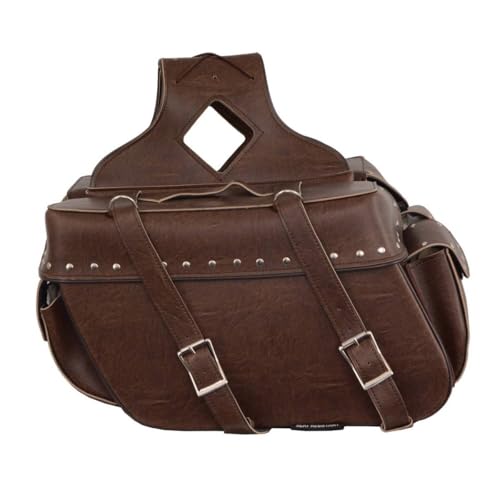 Image of Milwaukee Leather Studded Throw-Over Motorcycle Saddlebags - Synthetic Leather - Universal Fit - Zip-Off - Large