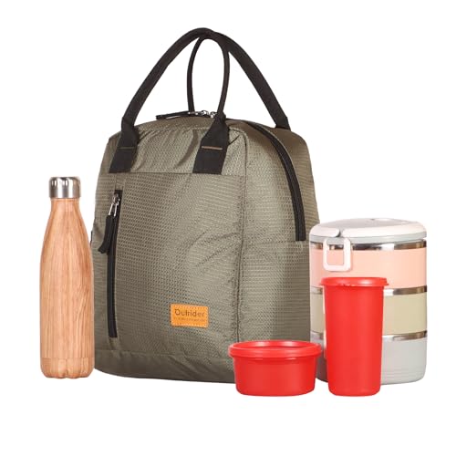 Image of Outrider Polyester Jumbo Lunch Bag,Lunch Bag for Office Men, Women and Kids, Quality Tiffin Bag for School, Picnic, Work, Carry Bag for Lunch Box, 12 Liters, Olive Green