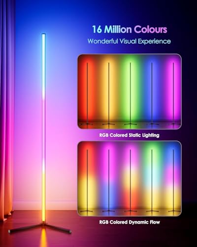 Lampadaire d'angle LED multicolore connecté avec télécommande pour salon - 2
