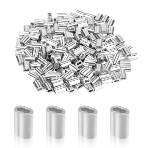 MAEXUS 100 abrazaderas de cable de 4 mm, abrazaderas de aluminio, manguitos de aluminio, manguitos dobles, manguitos de cable, conectores de cable de alambre, para cables de alambre de 4 mm y cables