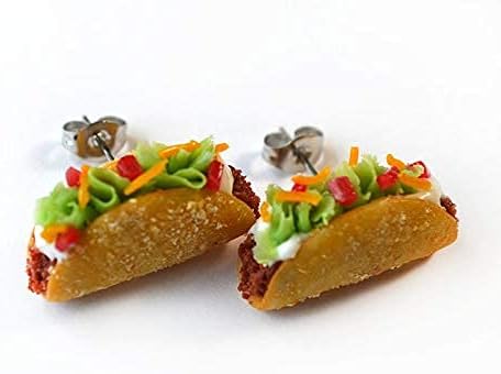 Taco Mini Food Stud Earrings, Polymer Clay Mini Food Jewelry