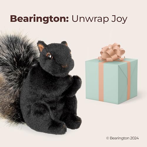 Image of Bearington Acorn Black Plush Squirrel Stuffed Animal - 7 inch Realistic Soft Squirrel Toy for Kids - Cuddly, Adorable Woodland Creature Gift for Stuffed Squirrels Lovers and Collectors