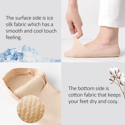 No Show Socks for Women, Non Slip Nylon Thin Footies Invisible Silky Low Liner Socks for Loafers Flats 6 Pairs3
