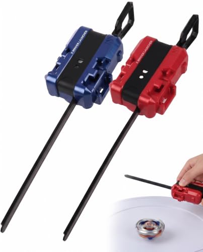 YIPFEN 2 Lanzadores de Peonzas blade X Starter Set, lanzadores resistentes con cuerda para emocionantes duelos, compatibles con peonzas de la serie X (Azul Rojo)